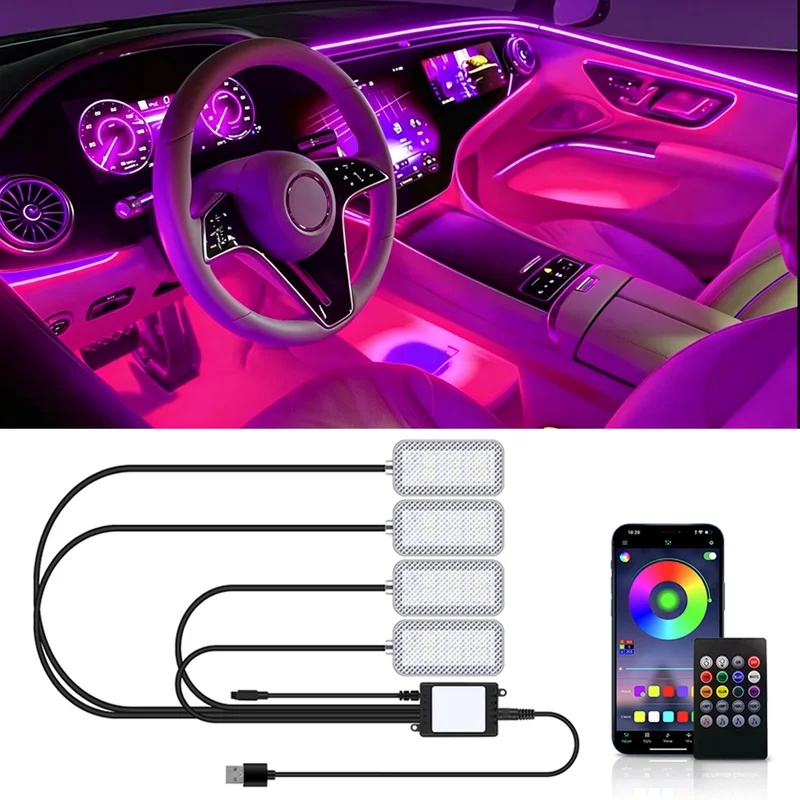 Led Ambient Interior Car Lights App Control - 네온 LED 차량용 실내 엠비언트 풋