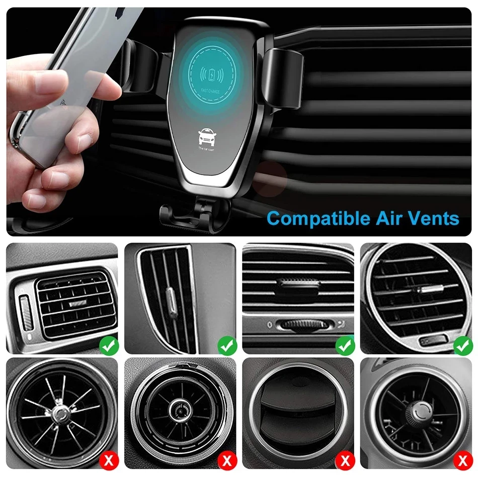 Wireless Car Charger Mount Fast Charging - VIKEFON 무선 차량용 충전기, 차량용 에어벤트
