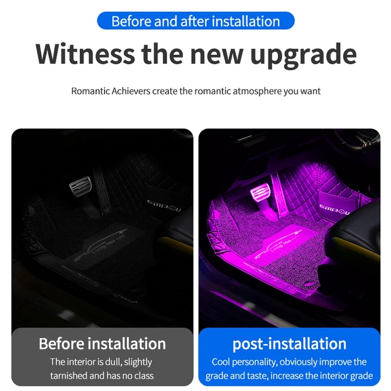 네온 LED 차량용 실내 엠비언트 풋 스트립 조명, 후 - Led Ambient Interior Car Lights App Control 리뷰 및 가격